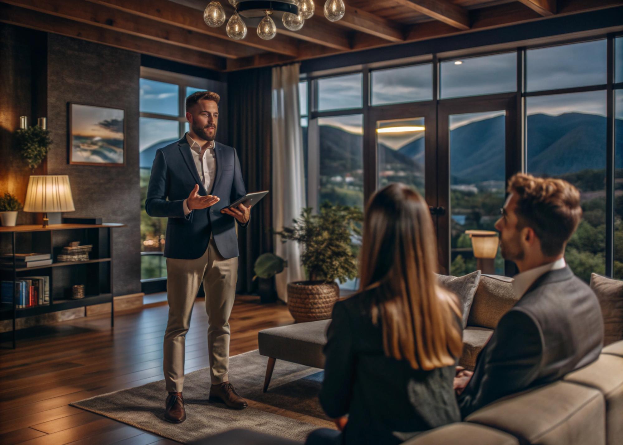 agent imobiliar discutând cu proprietarul