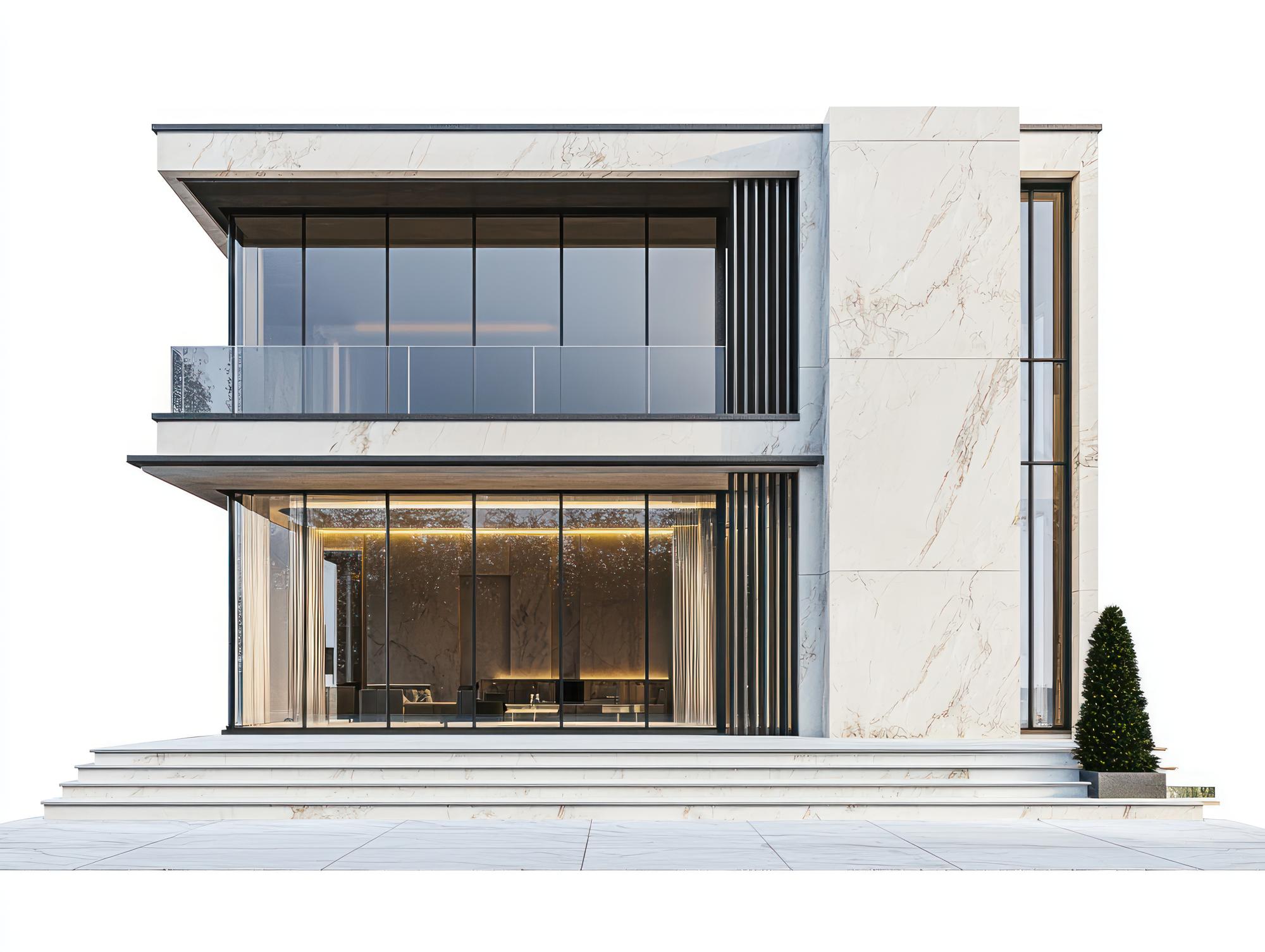 fațadă modernă de lux, perspectivă frontală